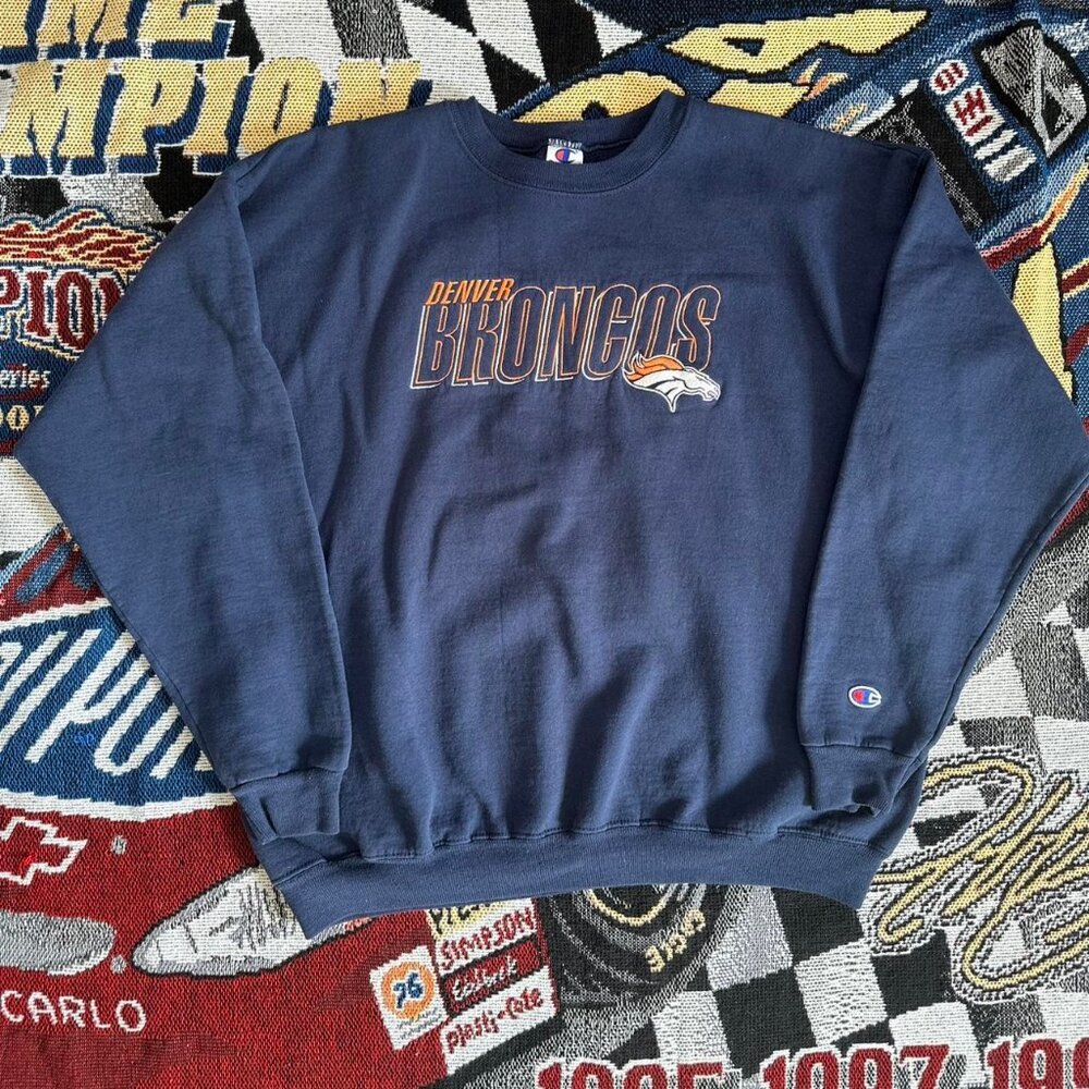 Vintage 90s NFL Champion Denver Broncos Embroidered Crewneck Sweater
